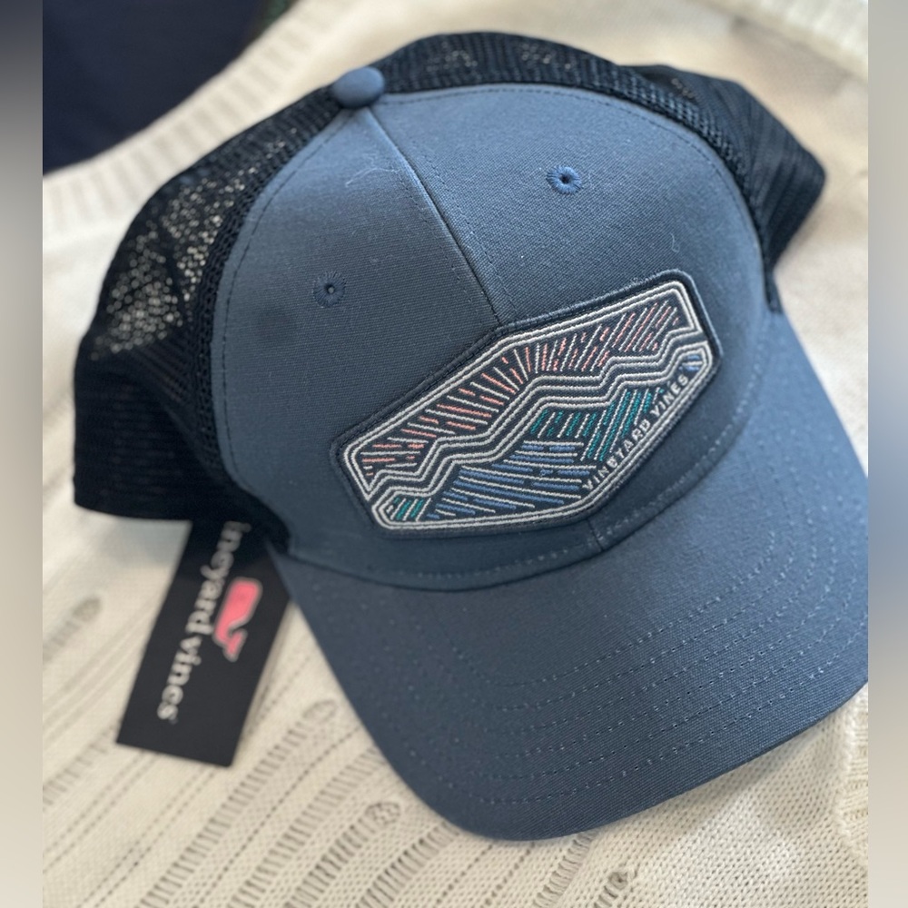 Vineyard Vines Linear Mountains Patch Trucker Hat NWT